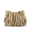 Hogan Mini Suede Fringe Bucket Bag In Beige