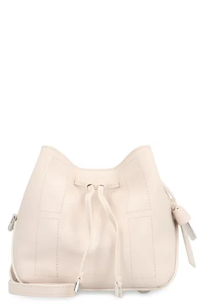 Hogan Hocket Mini Leather Bucket Bag In White