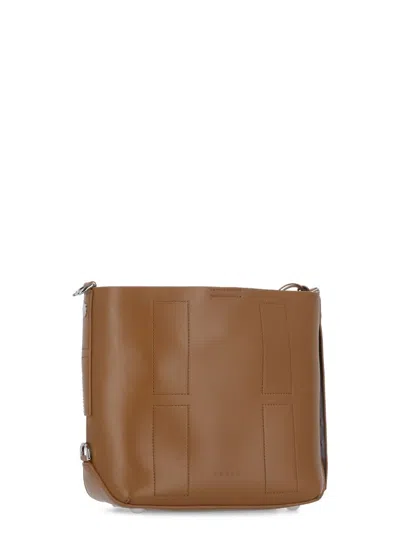Hogan Hocket Small Leather Hobo Bag In Brown