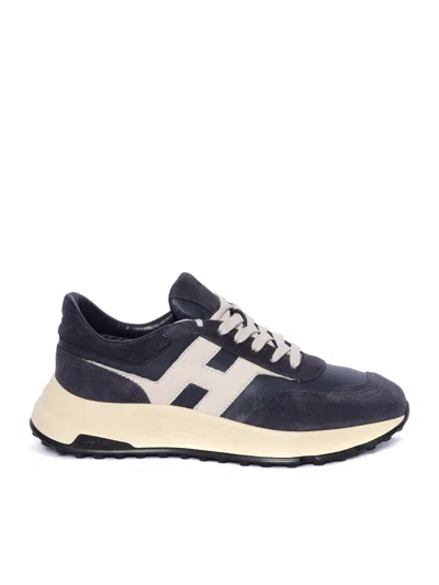 Hogan Hyperlight Leather Sneakers In Blue