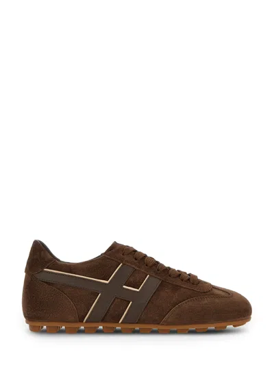 Hogan Suede With Signature H-stripes Sneaker In Brown
