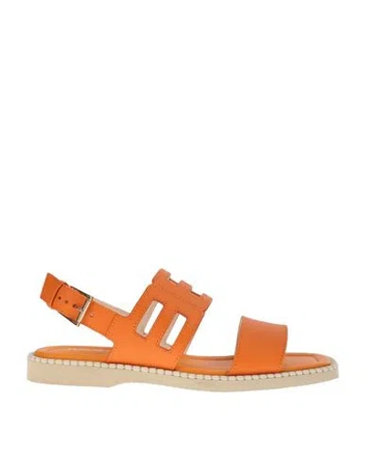 Hogan Orange Sandal Woman Sandals Orange Size 7.5 Leather