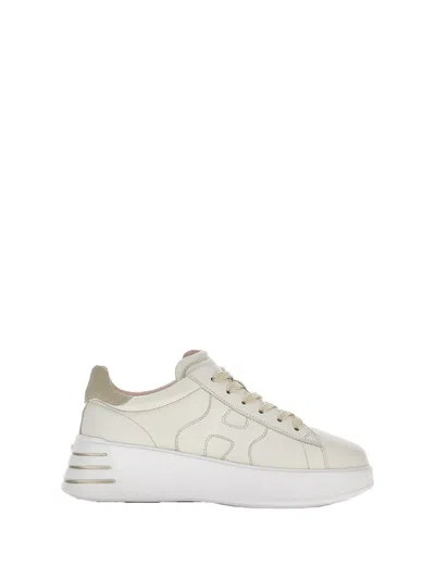 Hogan Rebel Leather Sneakers In Neutral