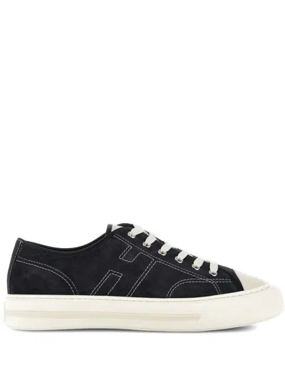 Hogan Rebel Suede Sneakers With Stitched H In Black