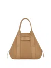 Hogan Script Medium Shopping Bag In Hammered Leather In Brown