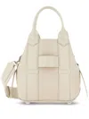 Hogan Script Small Leather Tote Bag In White