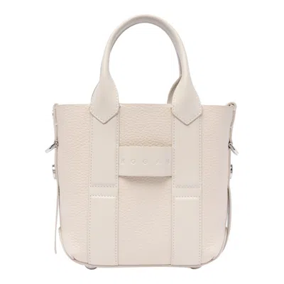 HOGAN HOGAN SMALL IVORY SCRIPT SHOPPING BAG