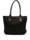 Hogan Script Shopping Leather-trimmed Tote Bag In Black