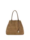 Hogan Spacious Suede Tote Bag With Leather Accents