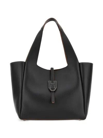 Hogan Trenc Leather Tote Bag In Black