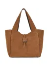 Hogan Rectangular Suede Tote Bag Top Handle Buckle In Brown