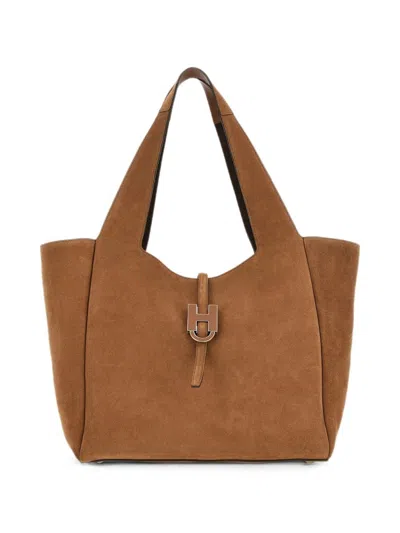 Hogan Trend Leather Tote Bag In Brown