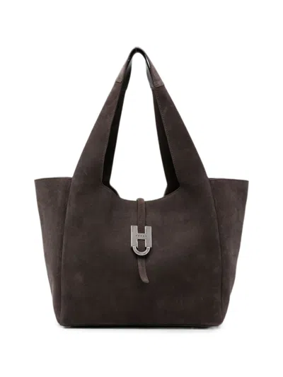 Hogan Trend Leather Tote Bag In Brown
