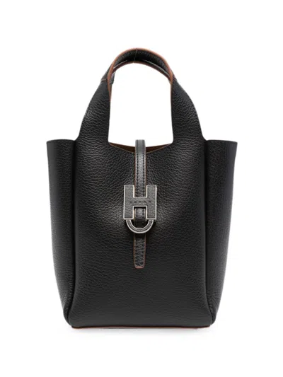 Hogan Trend Mini Leather Tote In Black