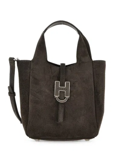 Hogan Trend Mini Leather Tote In Brown