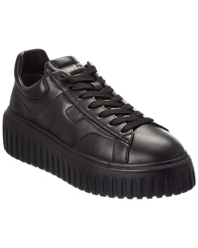 Hogan H-stripes Leather Sneaker In Black