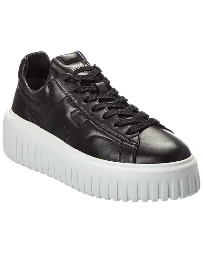 Hogan H-stripes Leather Sneaker In Black