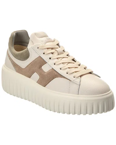 Hogan H-stripes Leather Sneaker In Neutral