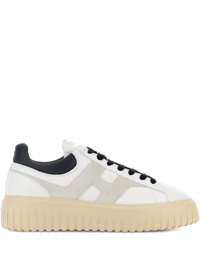 Hogan H-stripes Leather Sneakers In White