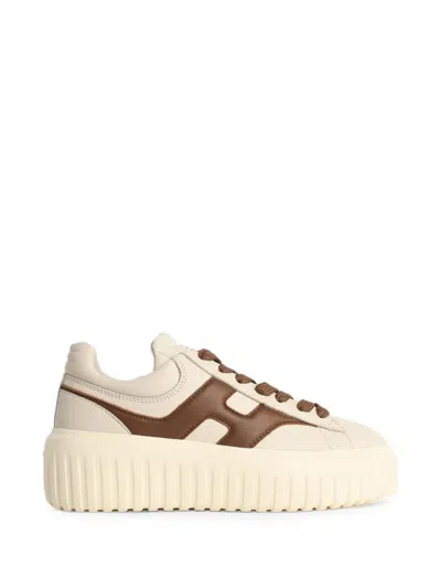 Hogan H-stripes Smooth Leather Platform Trainers In White