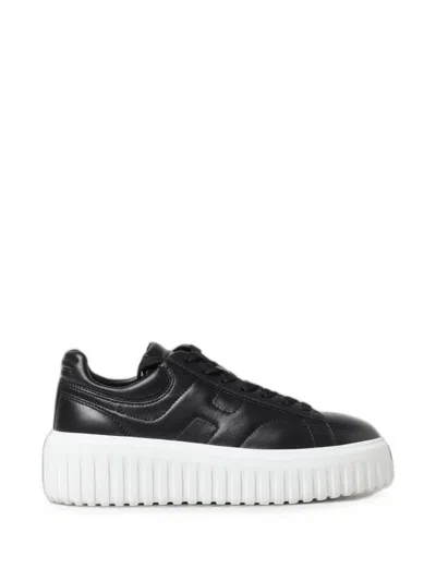 Hogan H-stripes Logo-patch Platform Sneakers In Black