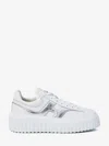 Hogan White Sneakers With Smooth Upper And Metallic Accent