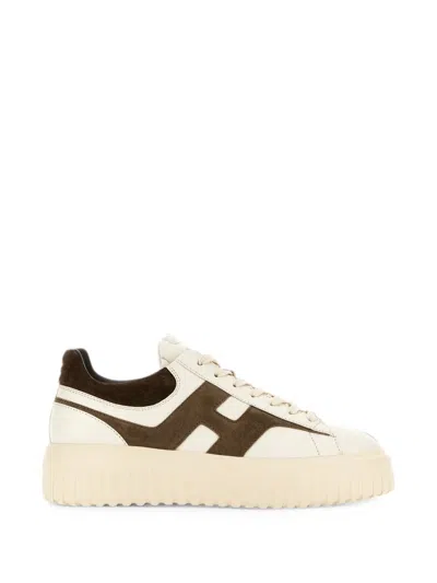 Hogan H-stripes Leather Sneakers In White