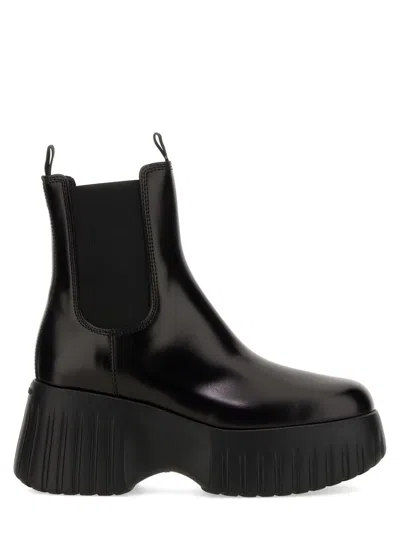 Hogan H-stripes Wedge Chelsea Boots In Black