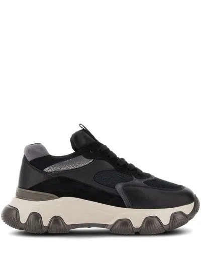 Hogan Black Hyperactive Leather Sneakers In Multi