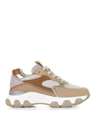 Hogan Hyperactive Brown Sneakers In Red