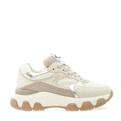 Hogan Hyperactive In Beige Taupe Suede And Fabric In Neutrals