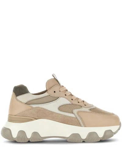 Hogan Women's Hyperactive - Leather And Fabric Trainers Sneaker In Beige