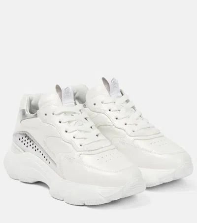 Hogan Hyperactive Leather Sneakers In Bianco