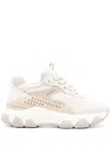Hogan Active Panelled Leather Sneakers With Perforated Detailing In Pink