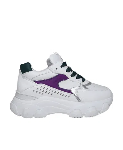 Hogan Hyperactive Round Toe Lace-up Sneakers In White