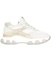 Hogan Active Panelled Leather Sneakers With Perforated Detailing In Neutral