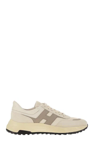 HOGAN HOGAN HYPERLIGHT - LEATHER AND TEXTILE TRAINERS WITH SIDE H