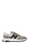 Hogan Round Toe Rubber Sole Panelled Design Sneakers In Grey/blue