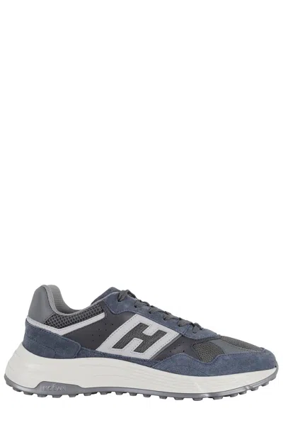 Hogan Hyperlight Leather And Textile Trainers With Side H In Gray