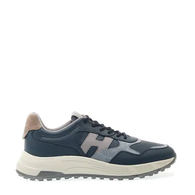 Hogan Hyperlight Blue Leather And Suede Sneakers In Grey