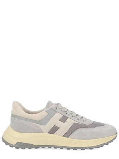Hogan Hyperlight Calfskin Suede Panel Sneakers In Gray