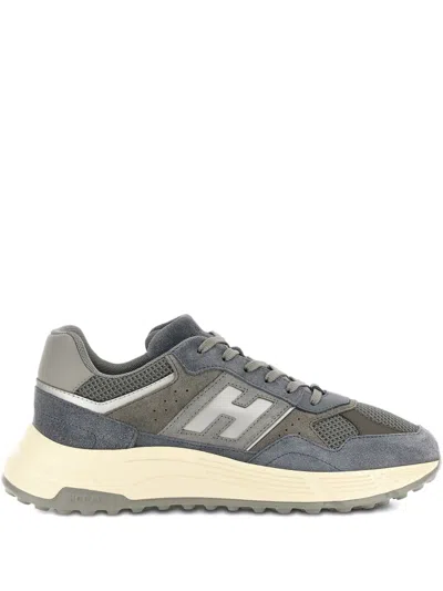Hogan Hyperlight Leather Mesh Sneakers Rubber Sole In Gray