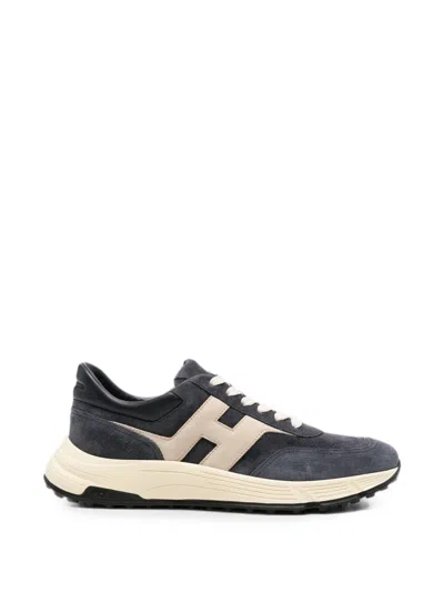Hogan Hyperlight Suede Leather Trainers With Chunky Sole In Blue