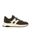 Hogan Coffee Brown Leather Sneakers With Memory Foam Insole In Multi