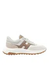 Hogan Beige Leather Sneakers With Textured Upper And Sporty Silhouette In Sand