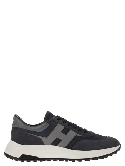 HOGAN HOGAN HYPERLIGHT SUEDE AND CANVAS SNEAKERS