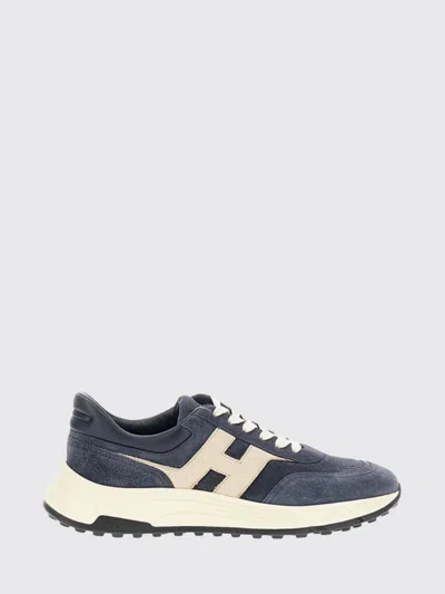 Hogan Hyperlight Suede Leather Trainers With Chunky Sole In Blue
