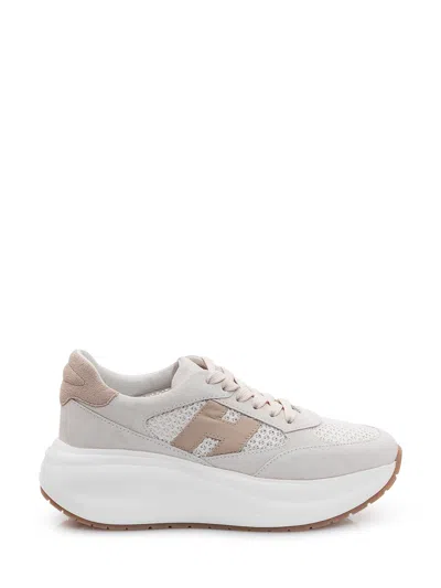 Hogan Iconic Sneakers With Mesh Inserts In Neutral