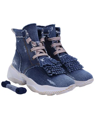 Hogan Interaction Denim High-top Sneakers In Blue
