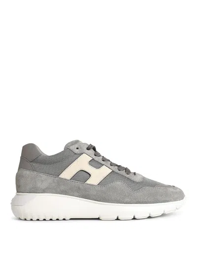 Hogan Interactive 3 Grey Suede Blend Sneakers In Gray